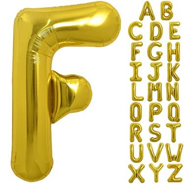Imagem de TONIFUL Balões Grandes De 40 Polegadas Com Letra F Dourada, Hélio, Folha Mylar Para Decoração Festas Aniversário