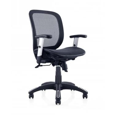 Imagem de Canary Products Cadeira de escritório preta totalmente em malha ergonômica ajustável com apoios de braços, altura máxima de 106 cm