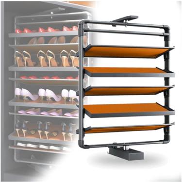 Imagem de Sapateiro organizador de sapateira giratória de metal de 360 ° para armário sapateira organizador de armário sapateira empilhável organizador de prateleira vertical para armário de quarto pequeno