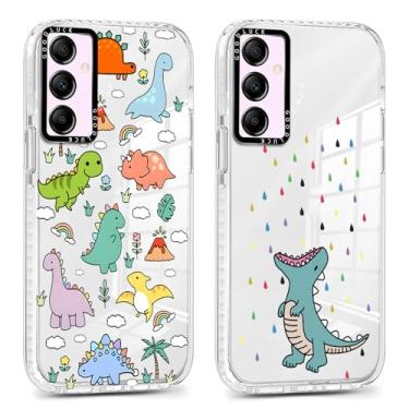 Imagem de RUMDEY Pacote com 2 capas de telefone fofas de desenho animado de dinossauros para Samsung Galaxy A55 5G 6,5 polegadas, estampa estética moderna macia e fina capa protetora de TPU à prova de choque
