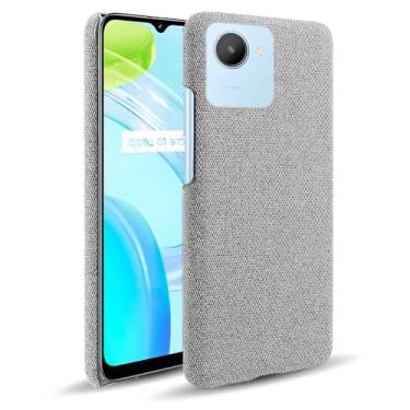 Imagem de Capa para OPPO Realme C30 4G,Capa desenhada em lona,Case Protetora Ultrafina com Empunhadura Macia,Design em Tecido Antichoque e Antiarranhões-Light gray