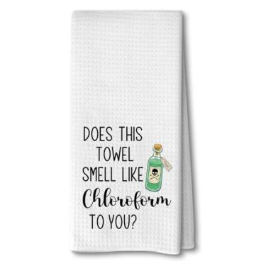 Imagem de Advivio Esta toalha tem cheiro de clorofórmio para você - Toalha de saco de farinha, toalha de mão engraçada para banheiro, cozinha, anfitriã, casa nova, inauguração de casa
