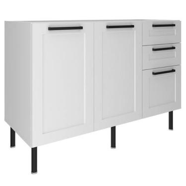 Imagem de Balcao Para Pia Sem Tampo 120 cm MDF 2P 3G CZ3300 Branco Tecno Mobili,