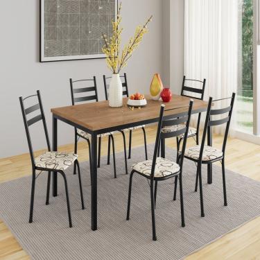 Imagem de Conjunto de Mesa com 6 Cadeiras Adriana Preto/Madeira Cedro/ Demolição