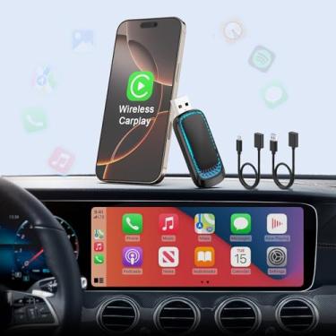 Imagem de Mini adaptador Carplay sem fio para iPhone, 2024 Upgrade USB CarPlay Wireless Stick, converte com fio para adaptador Apple Car Play, dongle Carplay para carros de 2016 e iPhone iOS 10+, Plug and Play