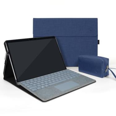 Imagem de TAIKESEN Capa protetora para Microsoft Surface Pro 11/Pro 10/Pro 9, suporte durável, compatível com teclado tipo capa, bolsa de acessórios incluída, cor azul