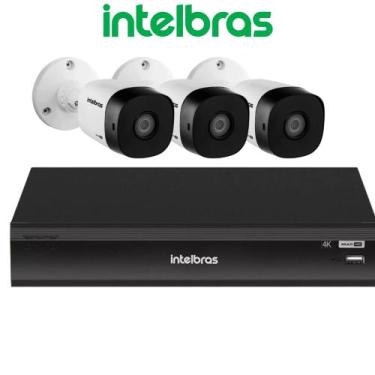 Imagem de Kit 3 Cameras de Segurança Intelbras Full Hd 1220 Dvr inteligente 8ch 