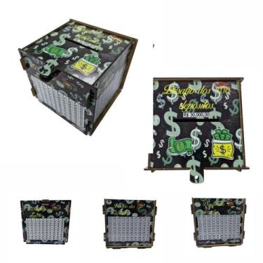 Imagem de Cofre Guardar Junte Dinheiro Woodbox Desafio 30 Mil Dinblack - Indústr