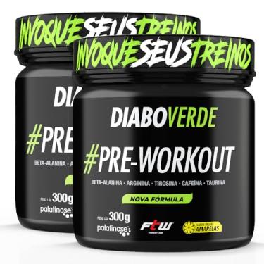 Imagem de Kit 2x - FTW Pré-Treino Diabo Verde - Energia Extrema, Força e Foco - Potência Hardcore com Cafeína, Beta-Alanina - Para Treinos Intensos - Pote 300g (2 Potes, Frutas Amarelas)