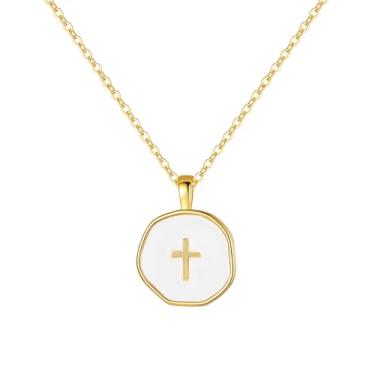 Imagem de DONYUDE Colar com cruz para mulheres, cesta de Páscoa, colar banhado a ouro 14 quilates, presentes religiosos cristãos de Páscoa para irmã/filha/sobrinha, colar de fé inspiradora, presente de Dia das