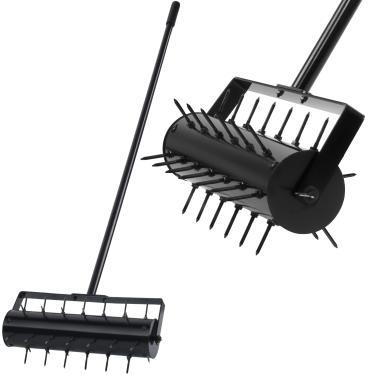 Imagem de WYDHven Aerador de gramado rolante, 42 pontas pré-montadas, ferramenta aeradora de grama resistente com alça ajustável, aerador de grama para cuidados com o gramado e crescimento saudável