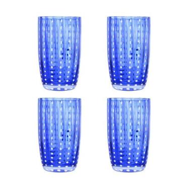 Imagem de Kit 4 Copos Alto de Vidro para Água Sucos e Refrigerante Orquídea Azul