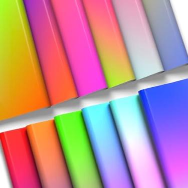 Imagem de KASYU Folhas de transferência Smart Matless - 12 folhas 30,5 cm x 30 cm papel de transferência de sublimação padrão gradiente para Cricut EasyPress, Silhouette Camafeu, camisetas faça você mesmo,