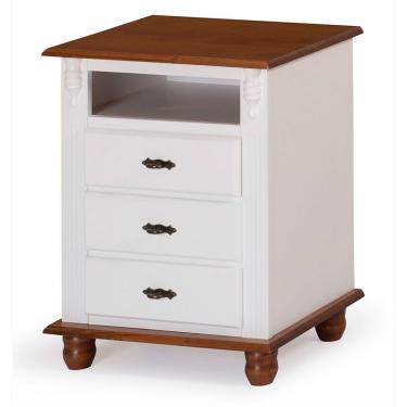 Imagem de Mesa de Cabeceira 3 Gavetas e Nicho Laca Branca