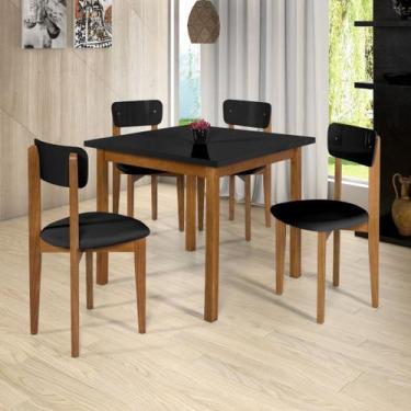 Imagem de Mesa Cadeiras 90cm MDF Pinus Estofado Ideal Para Apartamento - Ravilar