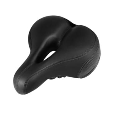 Imagem de UGPLM Assento de bicicleta, selim de bicicleta de substituição, 25x20 cm, respirável, para canote de 2,2 cm, acessório com borda arredondada macia e faixa, Preto