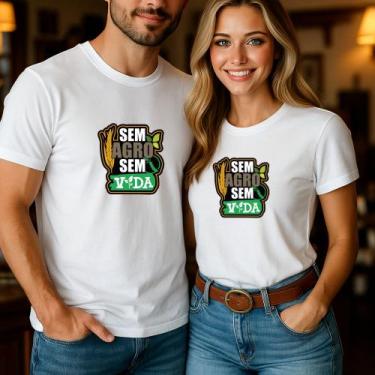Imagem de Camiseta Algodão Unissex Casal Country Estampa Sem Agro Sem Vida Namor