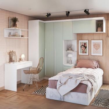 Imagem de Guarda-roupa Infantil Modulado 6 Peças Infinity Branco Line/Pistache