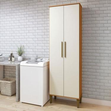 Imagem de Armário Multiuso Recife 2 Portas 5 Prateleiras Natural/Off White - Kaiki Móveis