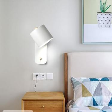 Imagem de GZZBMY Lâmpada de parede interna com interruptor giratório 180° E27 arandela de leitura de parede moderna metal ajustável ângulo luz de parede quarto cama corredor escritório (não lâmpada incluída