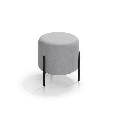 Imagem de Puff Orgânico Redondo Luxor Pés Ferro Linho Para Sala e Quarto Cinza Claro