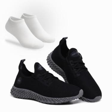 Imagem de Combo Tênis Masculino Esportivo Com Meia Perfeito para Caminhar, Trein