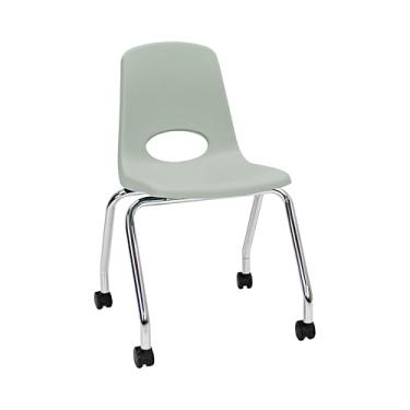 Imagem de Cadeira escolar móvel de 45,7 cm com rodas giratórias para crianças, adolescentes e adultos; assento ergonômico para sala de aula, escola em casa ou escritório - cinza claro, 11552-LG
