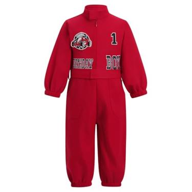 Imagem de IMEKIS Roupa de primeiro aniversário para menino: macacão de carro de corrida menina rápido um ano de idade bolo esmagamento sessão de fotos bebê manga longa construção festa de corrida fantasia de