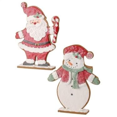 Imagem de Regency International Estatueta de biscoito de Papai Noel e boneco de neve, 30,5 cm, multicolorido, conjunto de 2