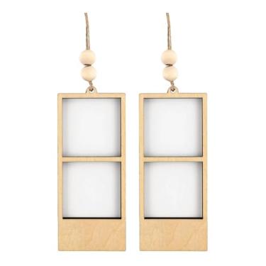 Imagem de predolo 2 peças porta-retratos em branco para fotos, enfeite pendurado, decoração de carro para escritório em fazenda, 11.5 X 4.7 X 0.8 Cm