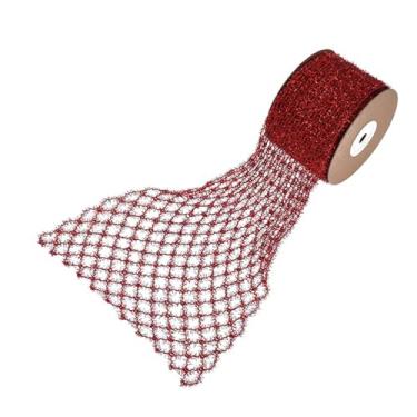 Imagem de CarpNettore Fita de arame de malha, fita de arame de Natal, elástica, decoração para casa, para artesanato faça você mesmo, guirlanda de dia dos namorados, Vermelho