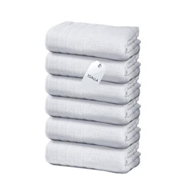 Imagem de TOALLA _ Toalhas de banho_76 x 152_Pacote com 6_Toalhas de banho brancas (pacote com 6, 76 L x 152 cm) Cor branca - Toalha de algodão para academia, banho, spa, barbear, xampu, para uso diário, grande
