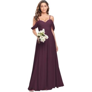 Imagem de Vestidos De Baile Sereia Ombro A Ombro Log Sati Simples Vestido De Casamento Elegat Ruched Wrap Formal Eveig Gows Para Mulheres, Plum, 10