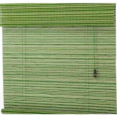 Imagem de Cortina De Rolo De Bambu Verde, 120x220cm Cortinas Romanas Blackout Naturais Respirável Janela De Privacidade Para Decorações De Interiores/Divisórias/Sala De Chá /, W110xH120cm/W43xH47inch