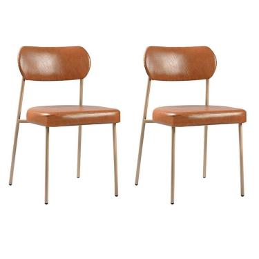 Imagem de Conjunto 2 Cadeiras Lavínia Couríssimo Amarula/aço Champanhe - Salaone Couríssimo Amarula/aço Champanhe