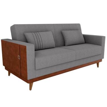 Imagem de Sofa Cama 2 Lugares 203 Cm Esther Boucle Corino Whisk Milani Store Cinza