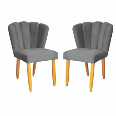 Imagem de Kit com 2 Cadeiras Pétala Veludo Confortável Pratica Maravilhosa Sala Quarto Cozinha Salão (CINZA)