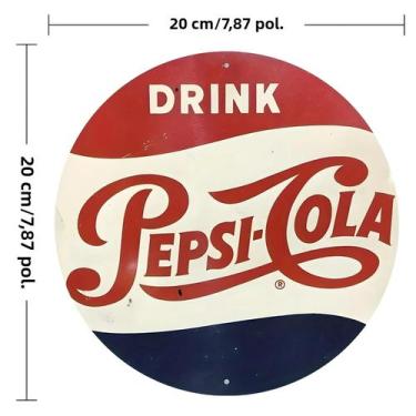 Imagem de Sinal De Alumínio Redondo Vintage Pepsi 7,87 X 7,87 Polegadas Com Impr
