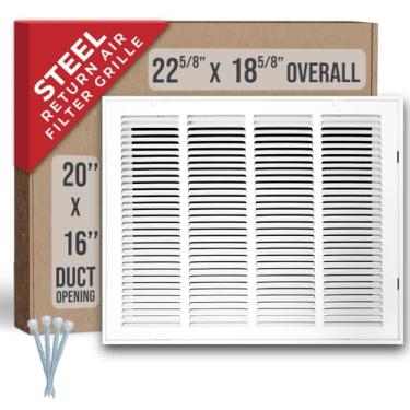 Imagem de Serve para abertura de duto de 50 x 40 cm | Grade de filtro de ar de retorno de aço da Handua [porta removível] para filtros de 2,5 cm | Grelha de cobertura de ventilação | Branca | Grade de entrada