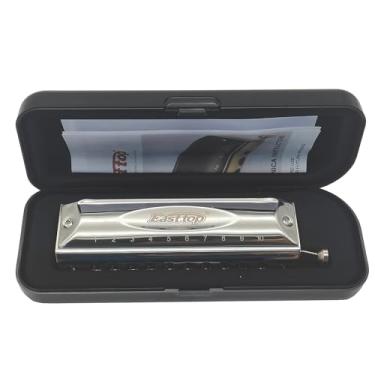 Imagem de Chave de gaita cromática profissional de 10 furos e 40 tons, instrumentos musicais para adultos, gaitas para adultos, músicos profissionais, estudantes e iniciantes (prata)