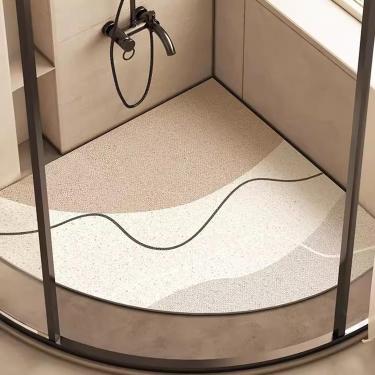 Imagem de Tapetes De Chuveiro De Bucha De Pvc Para Chuveiro Interno, Tapete De Chuveiro De Canto Com Orifício De Drenagem, Tapete De Chuveiro De Secagem Rápida Antiderrapante P, B, 80x80cm(32x32inch)