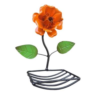 Imagem de Porta Sabonete Barra De Parede Com Flor Em Ferro (Laranja)