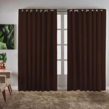 Imagem de Cortina grande Ilhós Cromado 3 x 2,20 Oxford Para Quarto Sala Escritório(Tabaco)