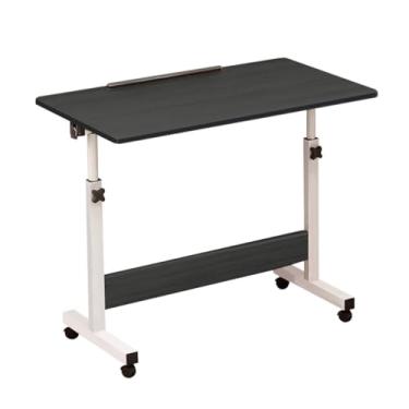Imagem de Mesa Multiuso Giratória Altura Regulável Rodinhas Notebook Tablet Cama Sofá Ajustável Prática Rosa(preto)