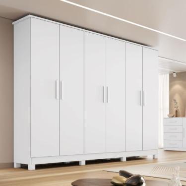 Imagem de Guarda Roupa Casal 6 Portas com Pés em MDF Nina Bianchi, Branco