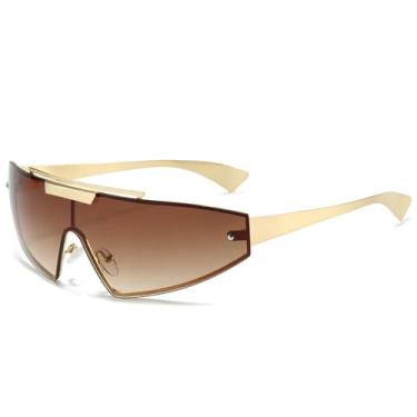 Imagem de Óculos de sol sem aro femininos para homens, óculos de sol da moda, vintage, óculos de grau punk, óculos de luxo para dirigir, chá dourado, tamanho único