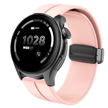 Imagem de Lamshaw Pulseira de relógio inteligente Cubitt Viva Pro, pulseira esportiva de silicone macio compatível com Smart Watch Cubitt Viva Pro, Viva, Aura Pro, Aura (rosa, pulseira de tamanho de 22 mm)