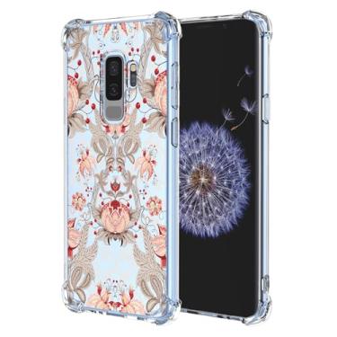 Imagem de JDYGWK Capa para Samsung S9 Plus Galaxy S9 Plus, estampa de flores transparentes, silicone TPU macio, fina, à prova de choque, capa protetora antiarranhões para Samsung Galaxy S9 Plus, rosa branco