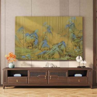 Imagem de HSTANGKY Capa de TV 32-80 polegadas capa contra poeira capa macia para TV/PC capa de exibição interna proteção de tela de televisão/computador moderna sala de estar quarto decoração - amarelo 3||55