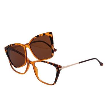 Imagem de Armação Óculos Clipon 2 1 Grau Feminino Quadrado Croácia Ani - Palas E